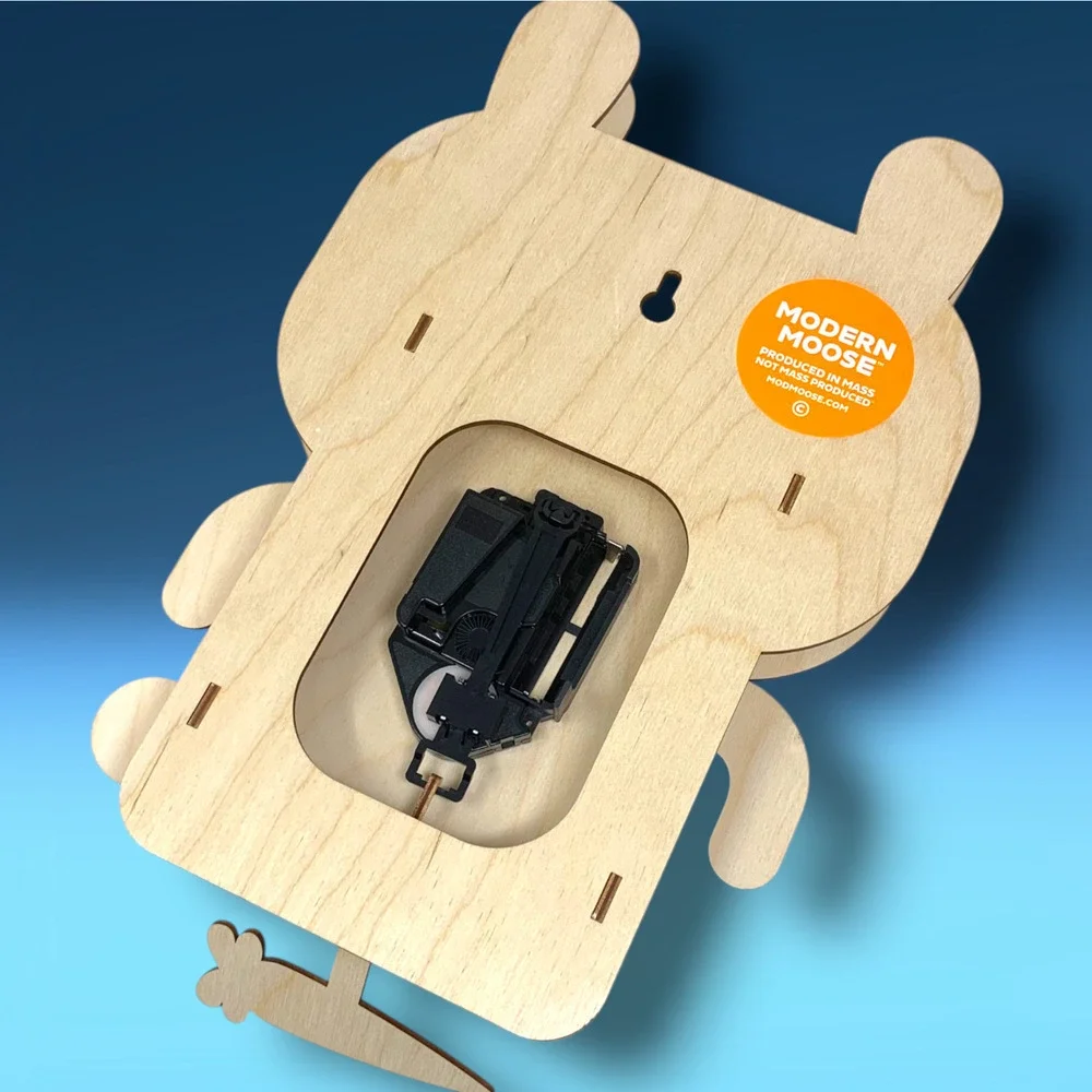 NEW Modern Moose Co. Balsa Wood Rabbit Pendulum Wall Clock Boxed PCPEN02 NWT